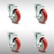 Service Caster 5 Inch SS Red Polyurethane Swivel Top Plate Caster Set with Brake SCC SCC-SS20S514-PPUB-RED-TLB-4 - alternate 1